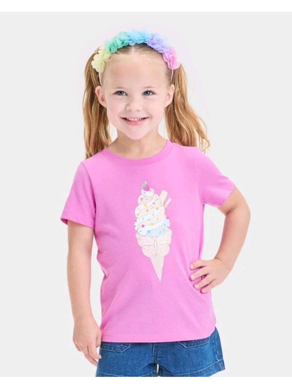 New Cat & Jack Pink Ice Cream Short Sleeve Tee